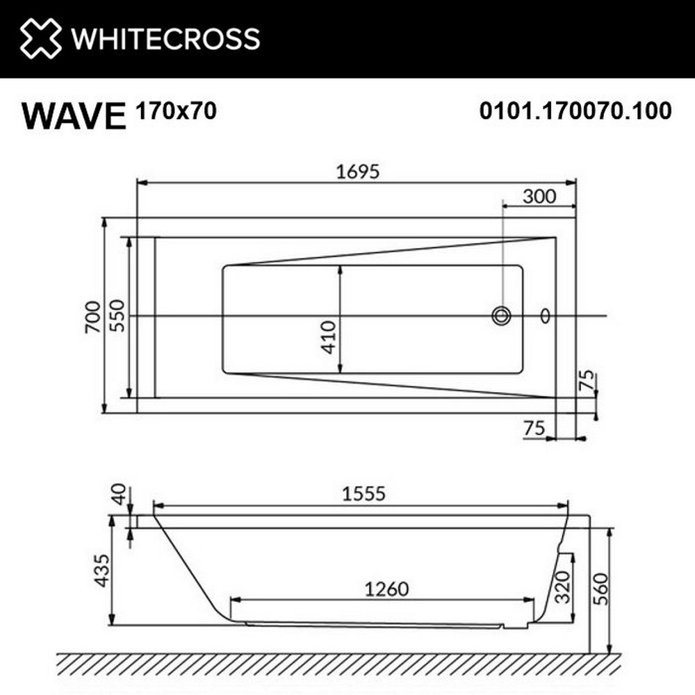 Гидромассажная ванна WhiteCross Wave 170x70 "LINE NANO" хром купить в интернет-магазине Sanbest