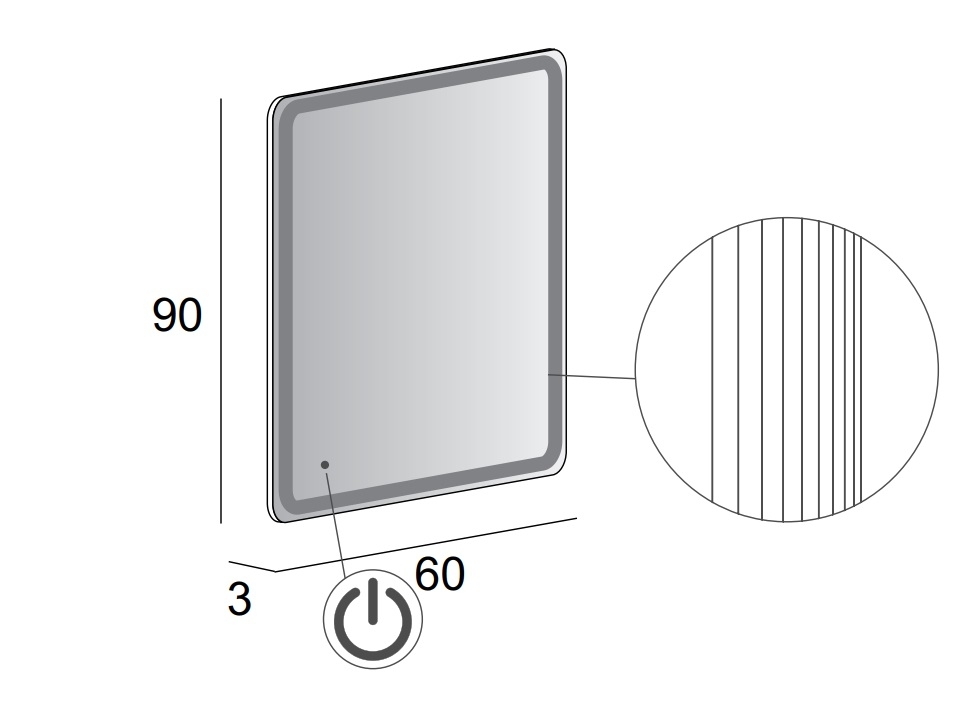 Зеркало с LED подстветкой Cezares 45028 60x90 в ванную от интернет-магазине сантехники Sanbest