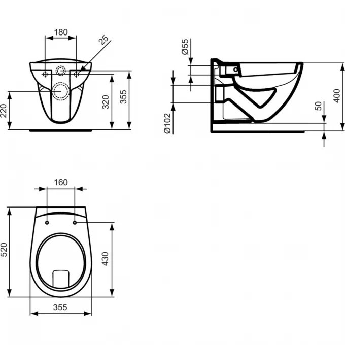 Унитаз подвесной Ideal Standard Eurovit V340301 белый купить в интернет-магазине Sanbest