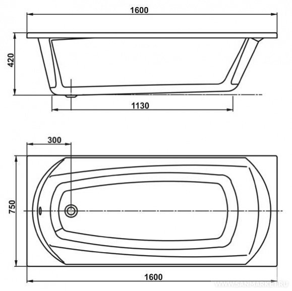 Ванна акриловая Vagnerplast Ebony 160x75 купить в интернет-магазине Sanbest