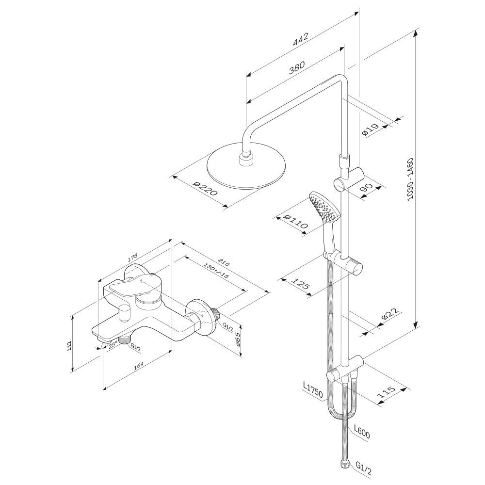 Душевая колонна AM.PM X-JOY F43885A14 белый купить в интернет-магазине сантехники Sanbest