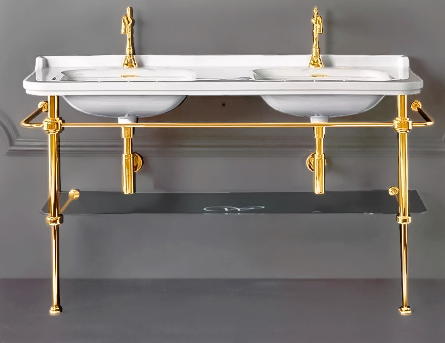Консоль с раковиной Kerasan Waldorf 9195K 150 золото с 1 отверстием для ванной в интернет-магазине сантехники Sanbest