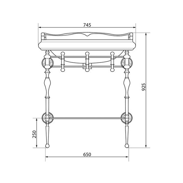 Консоль с раковиной Caprigo Concol 7060/73 Золото для ванной в интернет-магазине сантехники Sanbest