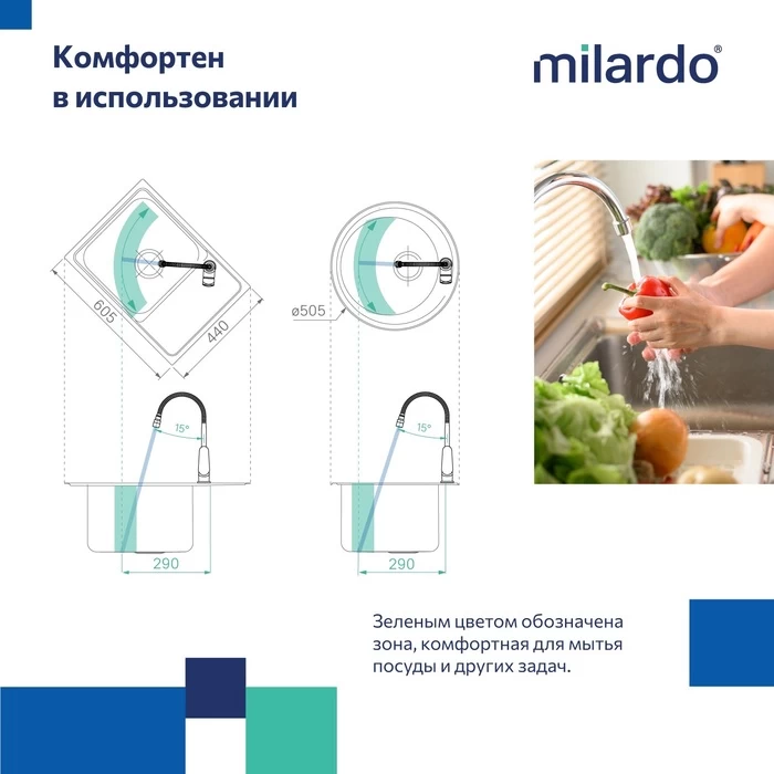 Смеситель для кухни Milardo Meal M07BL2FM05 купить в интернет-магазине сантехники Sanbest