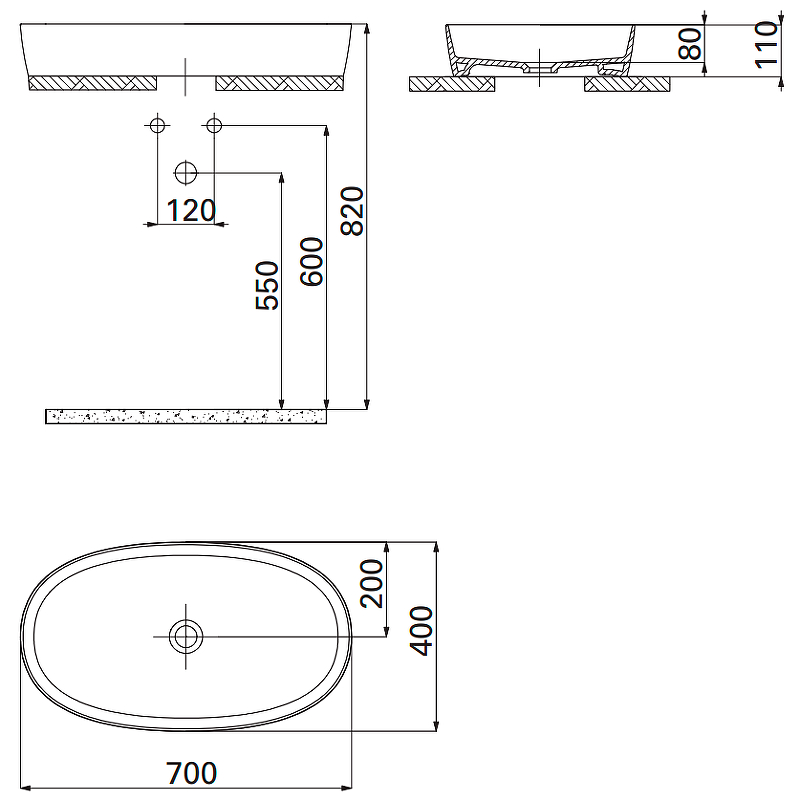 Раковина Creavit Loop 70 LP170-00CB00E-0000 белая купить в интернет-магазине Sanbest