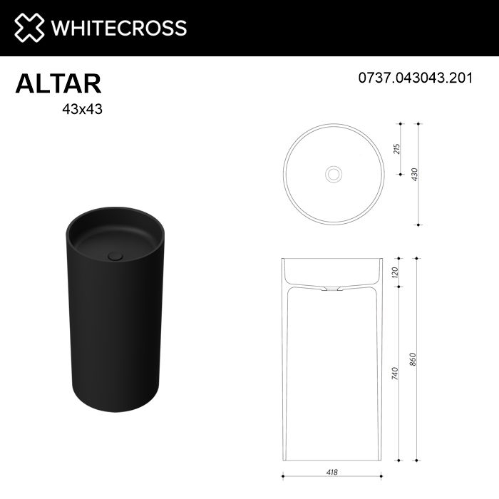 Раковина WhiteCross Altar 43 черный матовый купить в интернет-магазине Sanbest