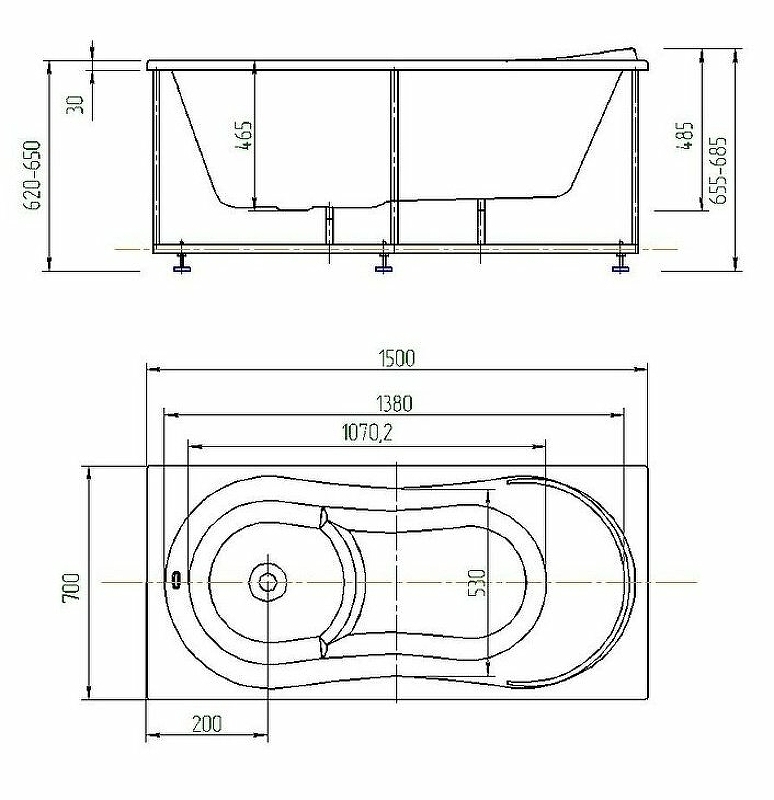 Ванна Aquatek Афродита 150х70 AFR150-0000033 белая купить в интернет-магазине Sanbest