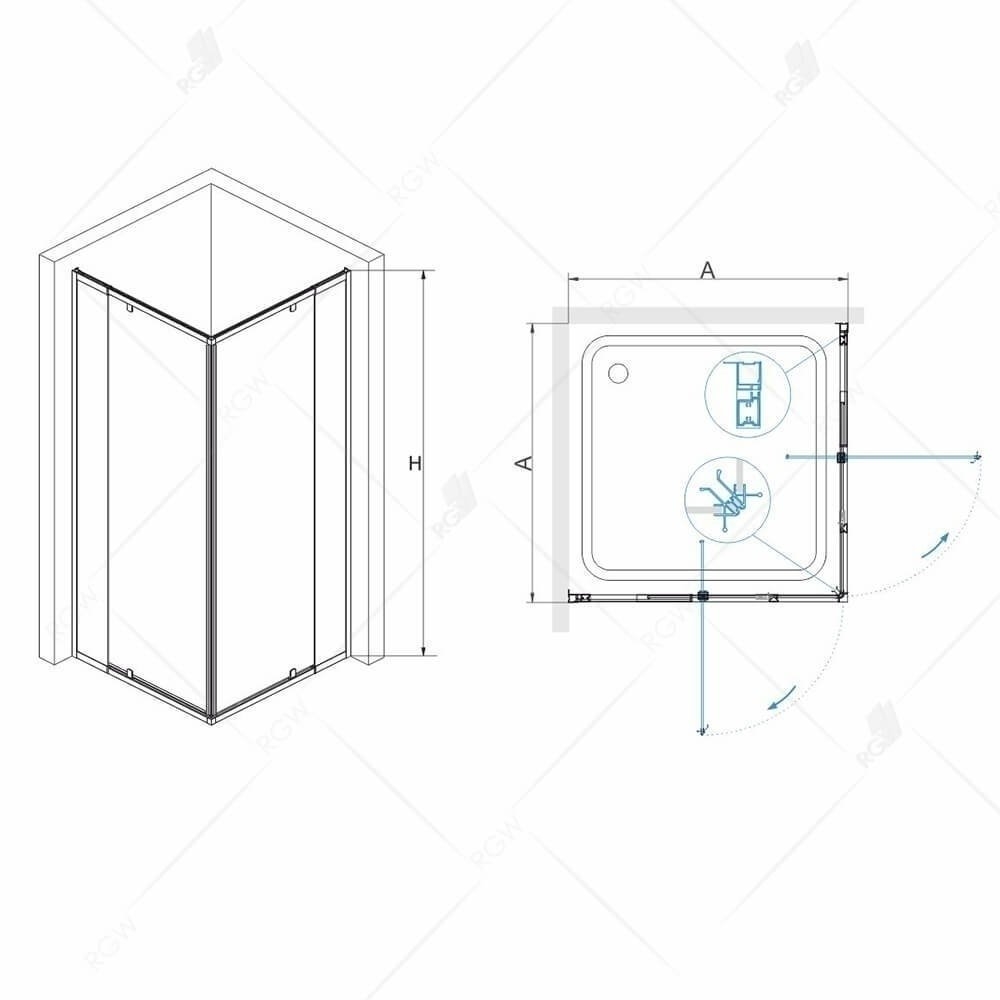 Душевой уголок RGW Passage PA-38 80x80 купить в интернет-магазине Sanbest