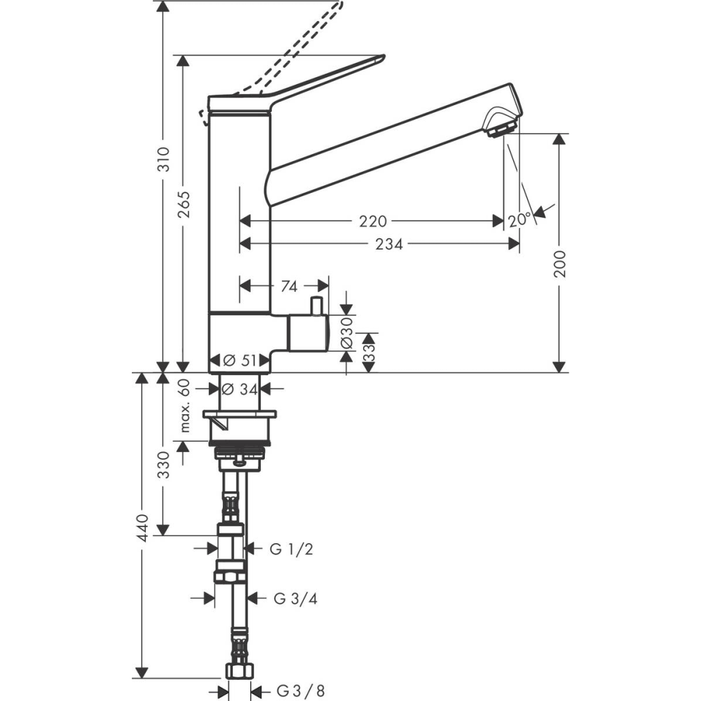 Смеситель для кухни Hansgrohe Zesis M33 CoolStart 74808000 хром купить в интернет-магазине сантехники Sanbest