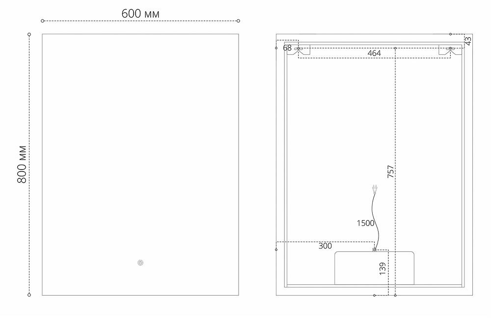 Зеркало Grossman Pragma-норма Black 60x80 1860802 черное в ванную от интернет-магазине сантехники Sanbest