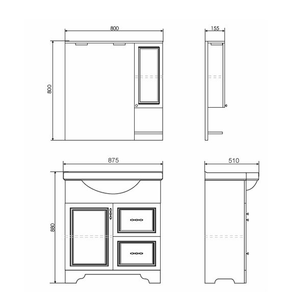 Тумба с раковиной Comforty Севилья 00-00003083 85 слоновая кость для ванной в интернет-магазине Sanbest