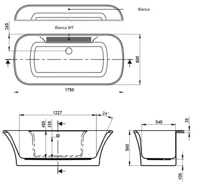 Ванна акриловая Vagnerplast Blanca WT 175x80 купить в интернет-магазине Sanbest