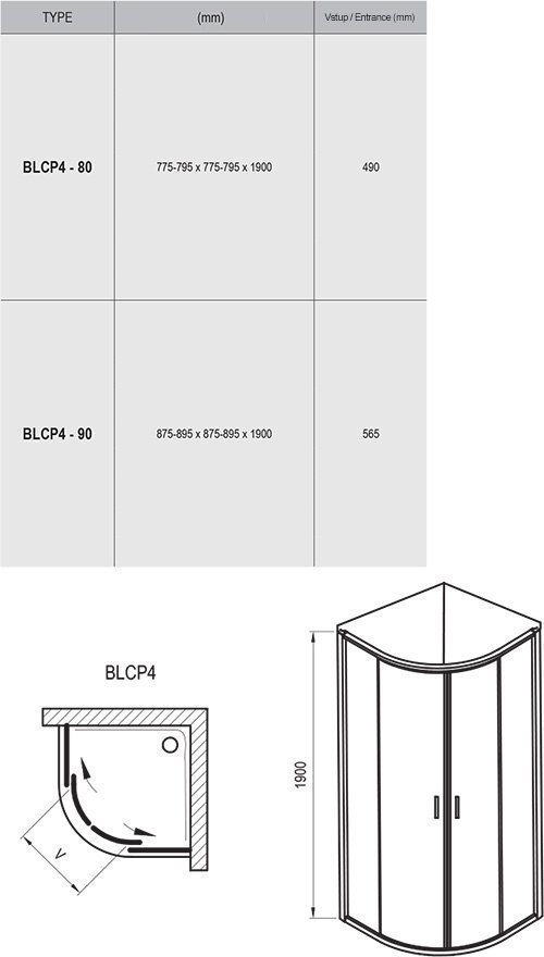 Душевой уголок Ravak Blix BLCP4 80x80 профиль белый/стекло прозрачное купить в интернет-магазине Sanbest