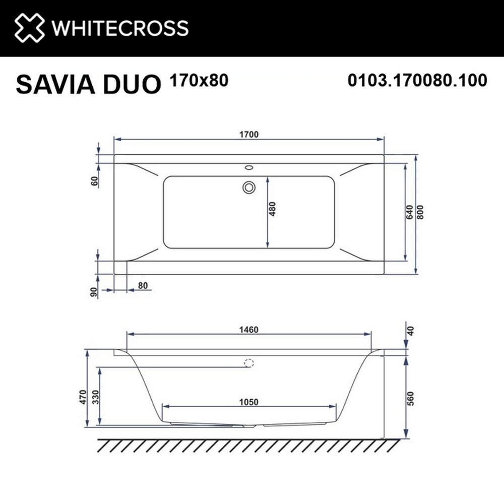 Ванна с гидромассажем WhiteCross SAVIA DUO SOFT 170x80 белая/золото купить в интернет-магазине Sanbest