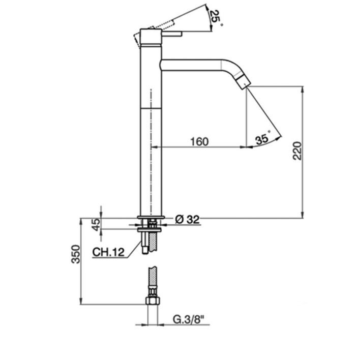 Смеситель для раковины Cisal LESS MINIMAL LM00354021 хром купить в интернет-магазине сантехники Sanbest