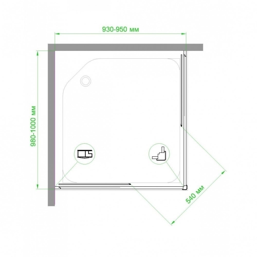 Душевой уголок Royal Bath RB1095HPD-C 95х100 матовый купить в интернет-магазине Sanbest