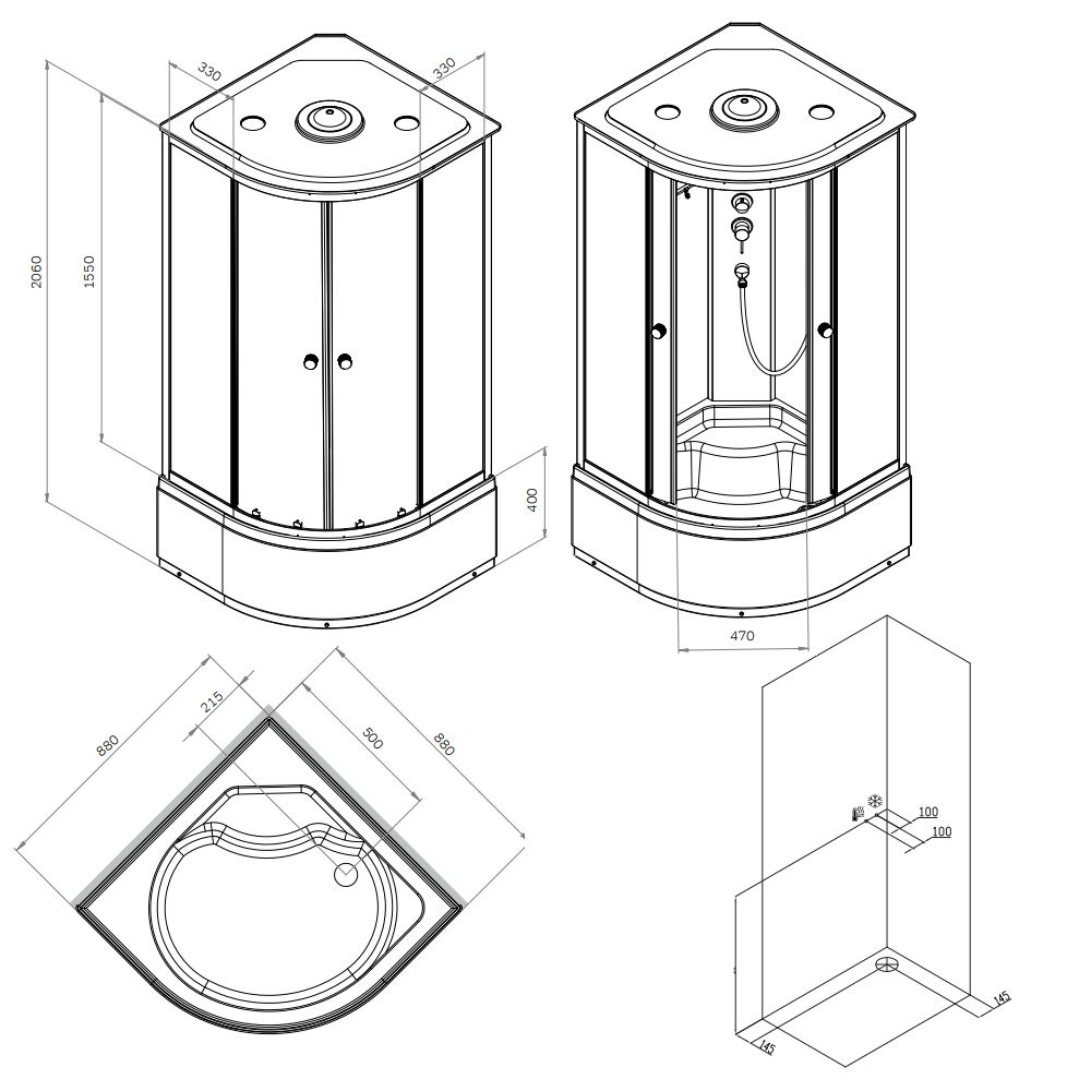 Душевая кабина AM.PM X-Joy W94C-401A-090MT 90x90 купить в интернет-магазине Sanbest