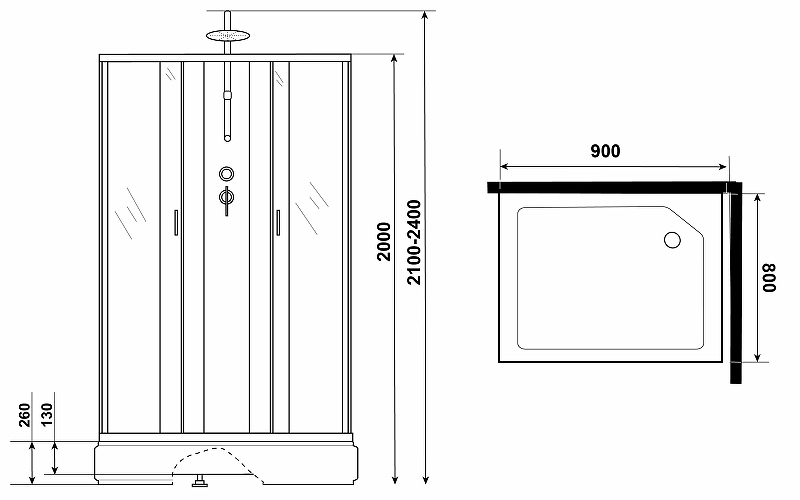 Душевая кабина Niagara Classic NG-33984-14QBKT 90x80 купить в интернет-магазине Sanbest