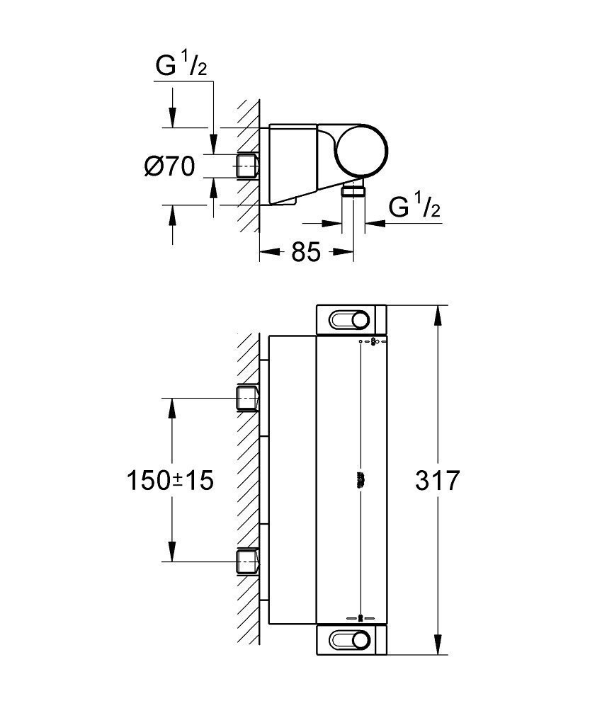 Смеситель для душа Grohe Grohtherm 2000 NEW 34469 001 купить в интернет-магазине сантехники Sanbest