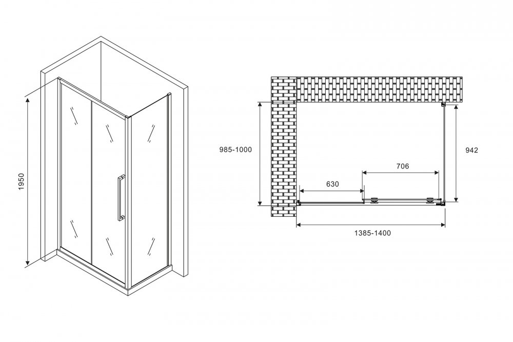 Душевой уголок Abber Schwarzer Diamant AG30140H-S100 140x100 купить в интернет-магазине Sanbest