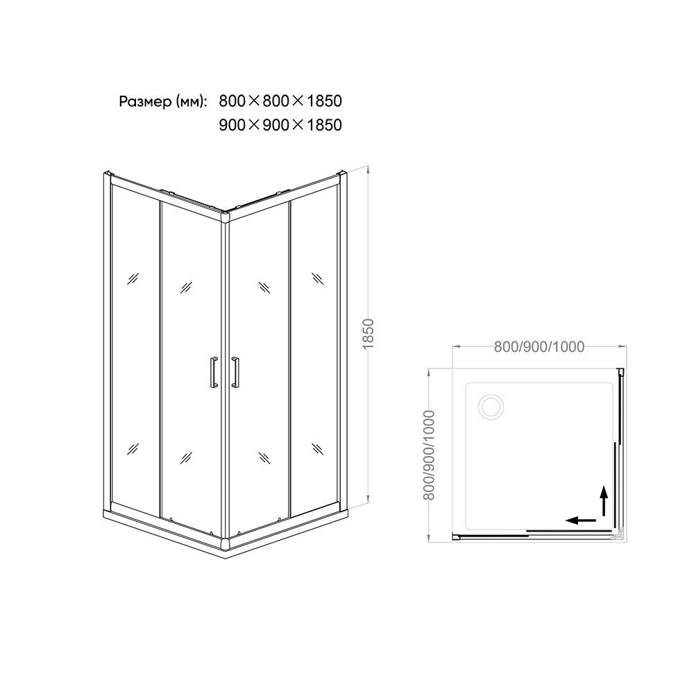 Душевой уголок Veconi RV-11 80x80 прозрачный купить в интернет-магазине Sanbest