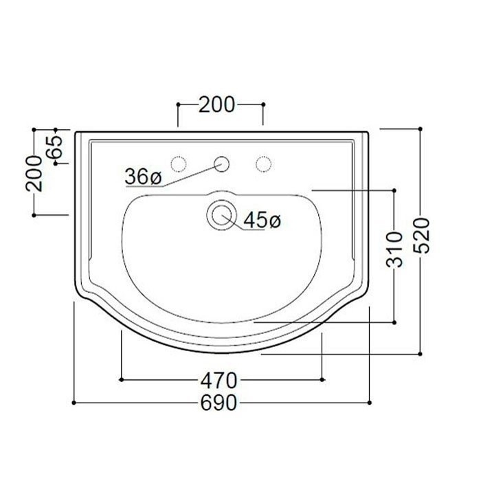 Раковина Kerasan Retro 69x52 с 3 отверстиями купить в интернет-магазине Sanbest