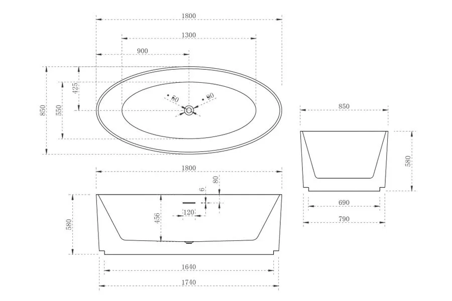 Ванна акриловая Abber AB9441-1.8 180x85 купить в интернет-магазине Sanbest