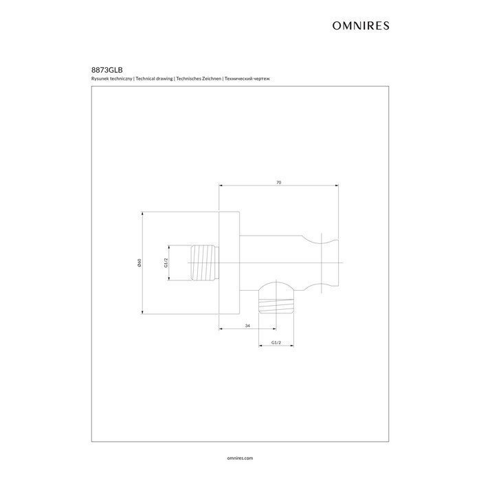 Шланговое подключение OMNIRES 8873GLB купить в интернет-магазине сантехники Sanbest