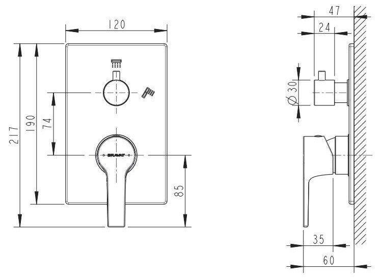 Смеситель для душа Bravat PROLATE P69219CP-2-ENG купить в интернет-магазине сантехники Sanbest