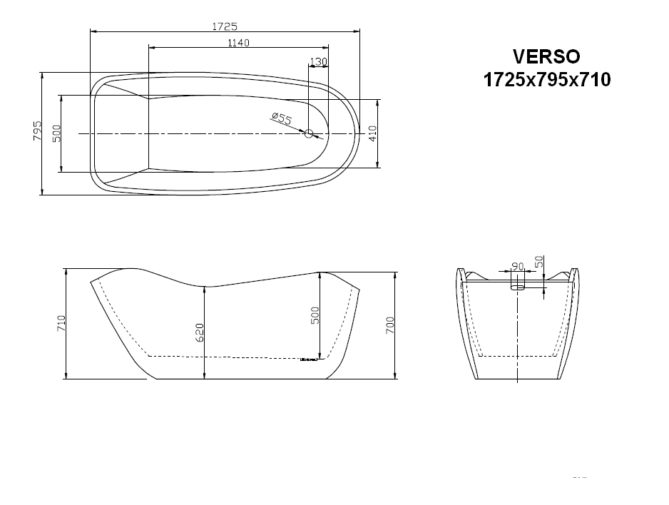 Ванна акриловая Lagard Versa White Star 172.5х79.5 белая купить в интернет-магазине Sanbest