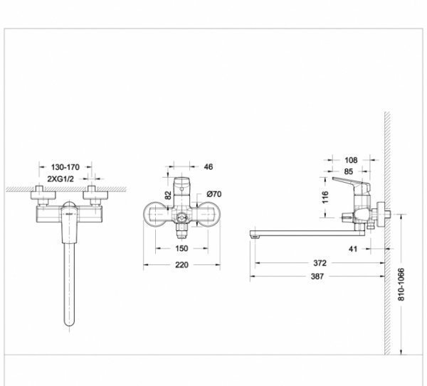 Смеситель для ванны BRAVAT Real F6121179CP-01L купить в интернет-магазине сантехники Sanbest