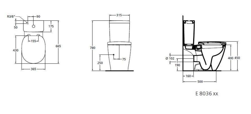 Унитаз напольный Ideal Standard Connect E803701 с бачком E797101 купить в интернет-магазине Sanbest