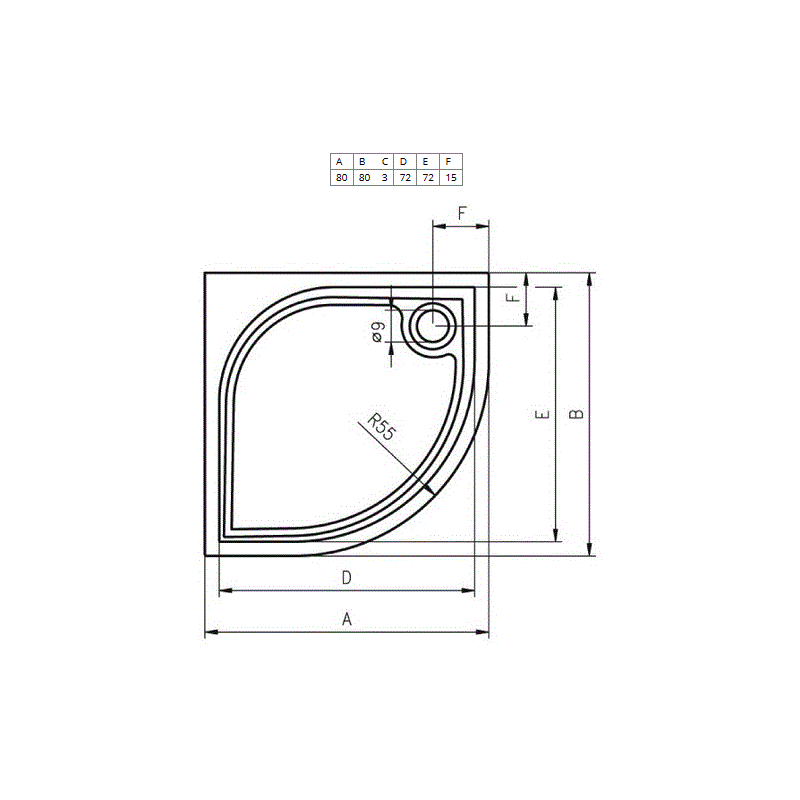 Душевой поддон радиальный Riho Kolping DB10 80x80 купить в интернет-магазине Sanbest