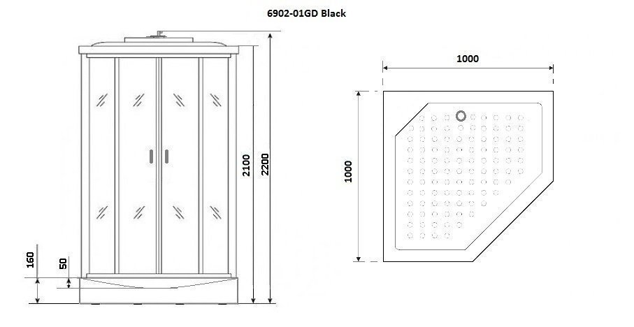 Душевая кабина с сенсором Niagara Premium NG- 6902-01GD BLACK 100x100 купить в интернет-магазине Sanbest