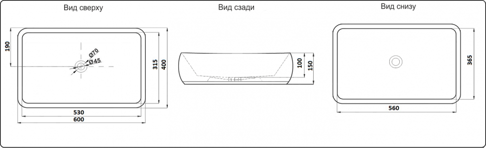 Раковина накладная Ceramalux N 60 9239 белая купить в интернет-магазине Sanbest