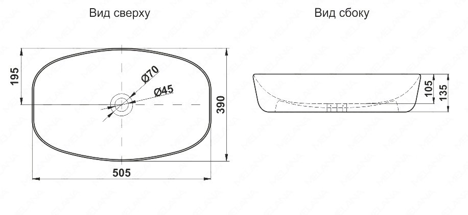 Раковина Melana A500B A500B-805 белая купить в интернет-магазине Sanbest