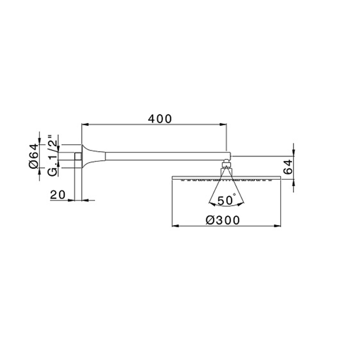 Верхний душ Cisal VITA VI01319040 D300 черный матовый купить в интернет-магазине сантехники Sanbest