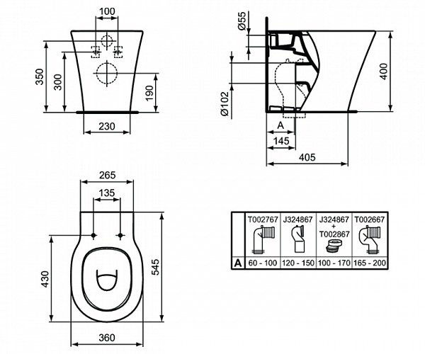 Унитаз приставной Ideal Standard Connect Air E004201 купить в интернет-магазине Sanbest