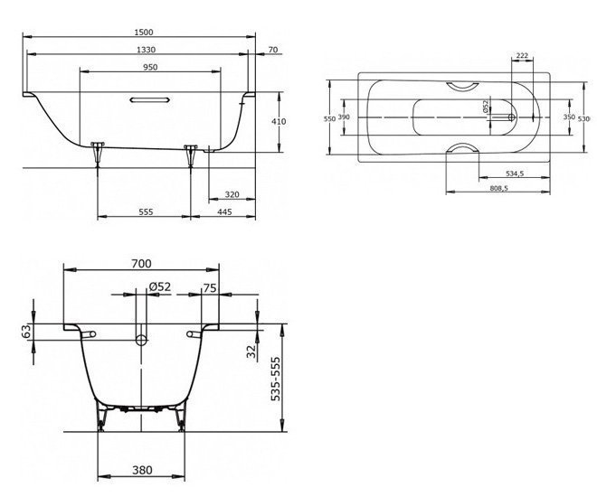 Стальная ванна Kaldewei Saniform Plus Star 331 150x70 купить в интернет-магазине Sanbest