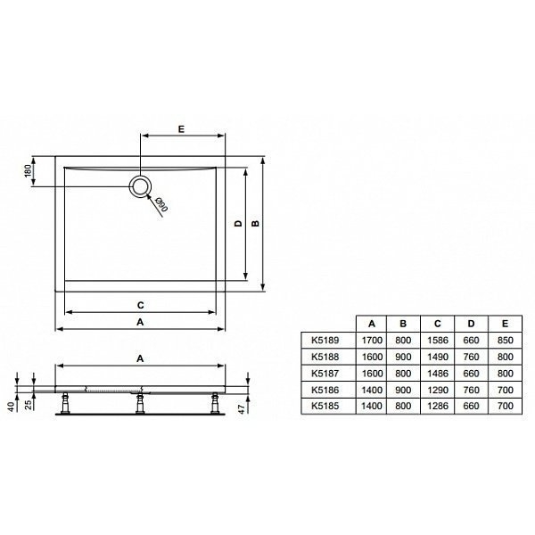 Душевой поддон Ideal Standard Ultra Flat K518701 160x80 купить в интернет-магазине Sanbest