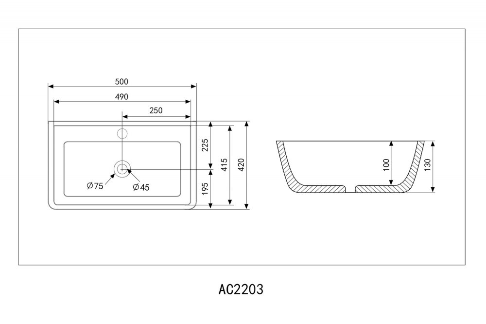 Раковина накладная ABBER Rechteck AC2203MB черная матовая купить в интернет-магазине Sanbest