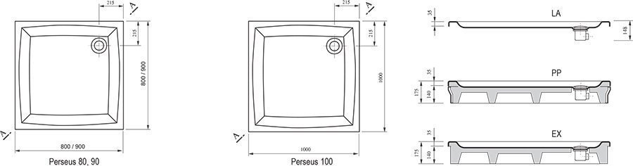 Душевой поддон Ravak Galaxy Perseus EX 100х100 A02AA01310 купить в интернет-магазине Sanbest