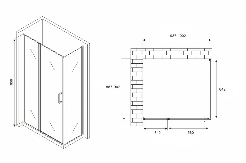 Душевой уголок Abber Sonnenstrand AG04100BS-S90B 100x90 купить в интернет-магазине Sanbest