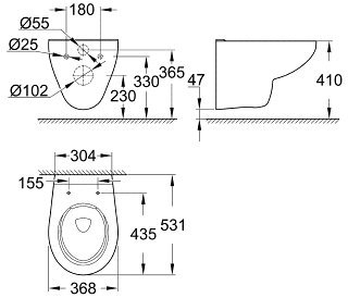 Унитаз подвесной Grohe Bau Ceramic 39427000 безободковый купить в интернет-магазине Sanbest