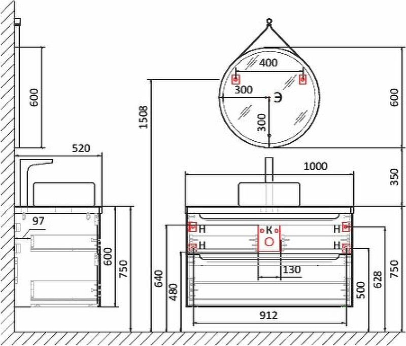 Тумба с раковиной Jorno Wood 100 белая для ванной в интернет-магазине Sanbest