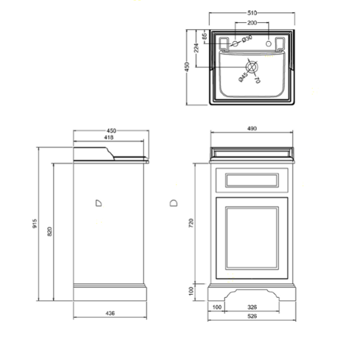 Тумба с раковиной Burlington 50 FC8W для ванной в интернет-магазине Sanbest