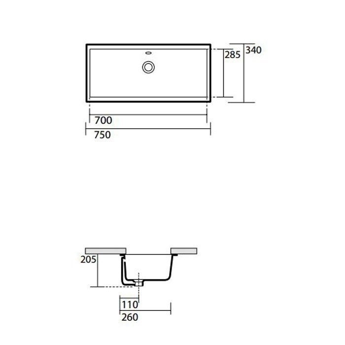 Раковина врезная Kerasan Arredo Slim 75x34 купить в интернет-магазине Sanbest