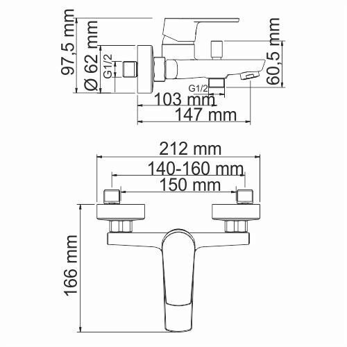 Смеситель для ванны WasserKRAFT Dill 6101 купить в интернет-магазине сантехники Sanbest