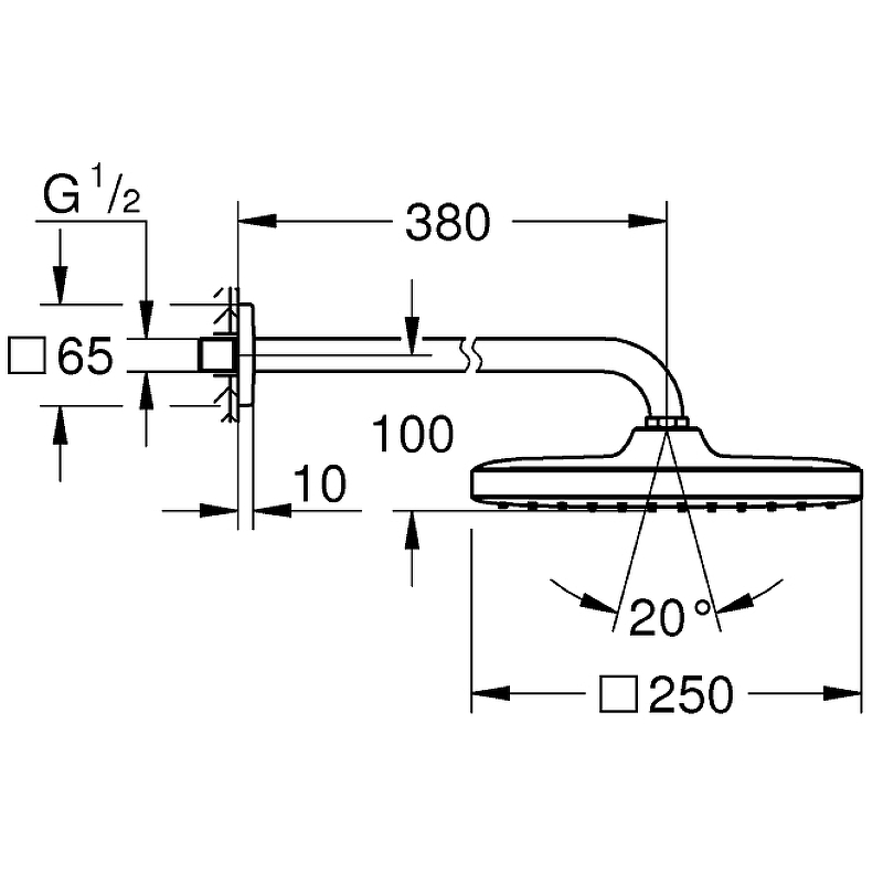 Верхний душ Grohe Tempesta Cube 250 26682000 хром купить в интернет-магазине сантехники Sanbest