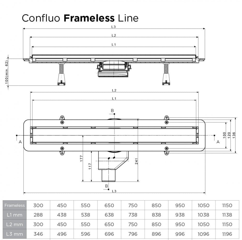 Душевой трап Pestan Confluo Frameless Line White Glass 550 купить в интернет-магазине Sanbest